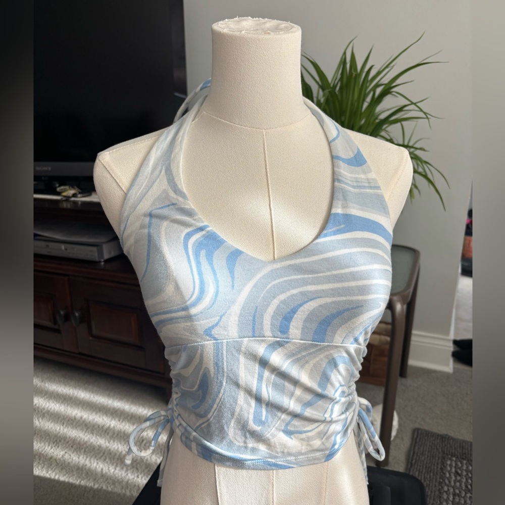 Blue & White Halter Top